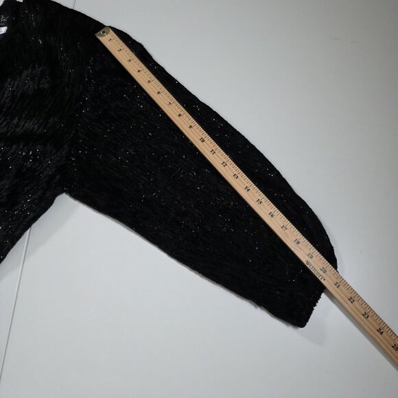 VTG Diane Freis Burnout Velvet Cardigan 1X Black Metallic Lined LS Lagenlook - Picture 6 of 16